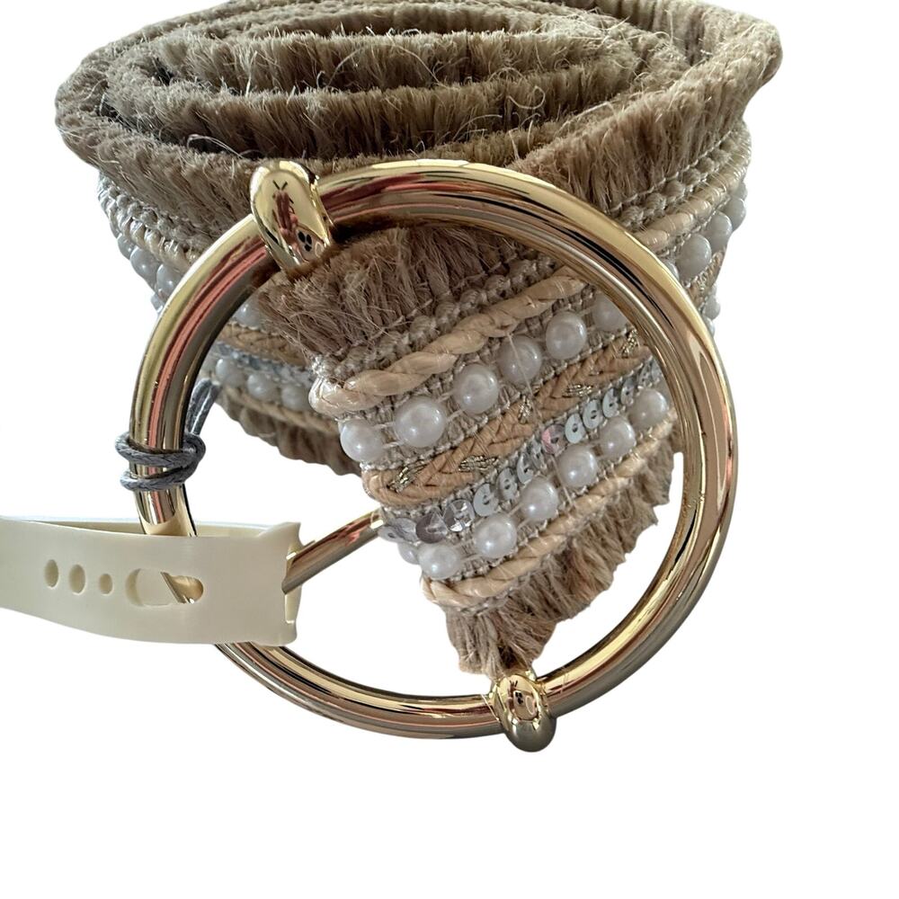 NWT Haute Hippie Style Boho Pearl & Sequin Woven Belt - Size M - Picture 16 of 16